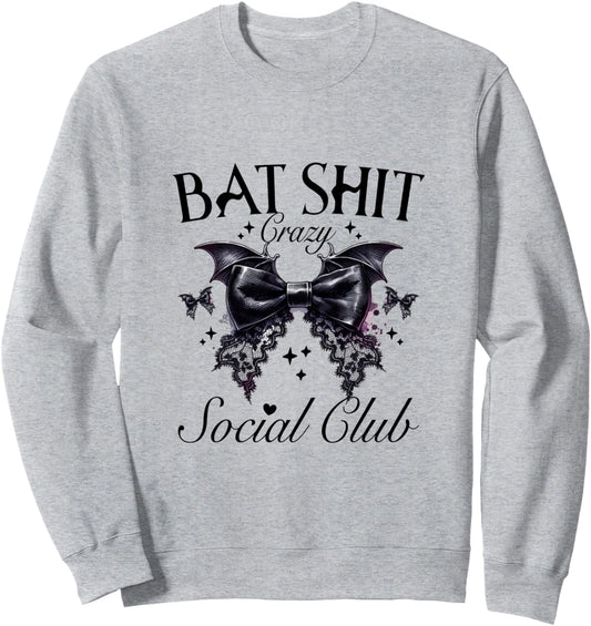 Halloween Bat Shit Crazy Social Club Funny Goth Mom Life Sweatshirt