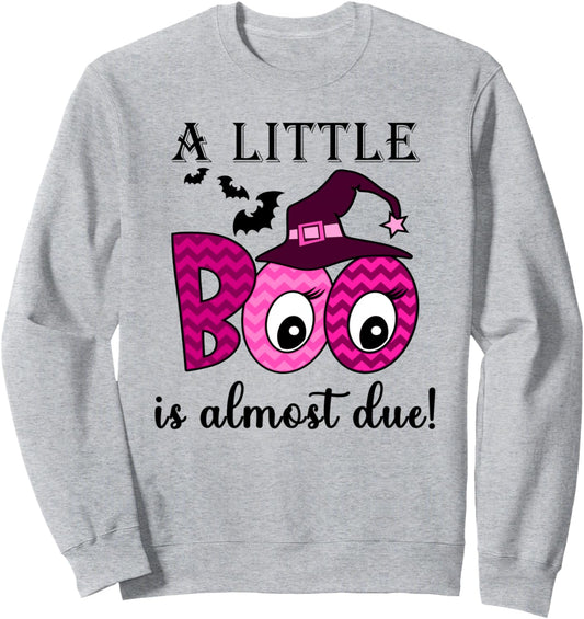 Halloween A Little Boo is Almost Due Girls Baby Shower Party Sweatshirt