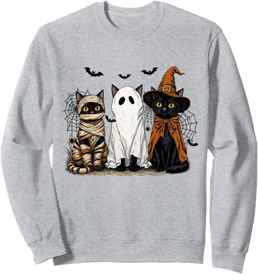 Halloween Black Cats Spooky Season Fall Witchy Cat Lover Sweatshirt