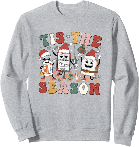 Groovy Tis The Season Christmas ER Nurse Emergency Room Sweatshirt