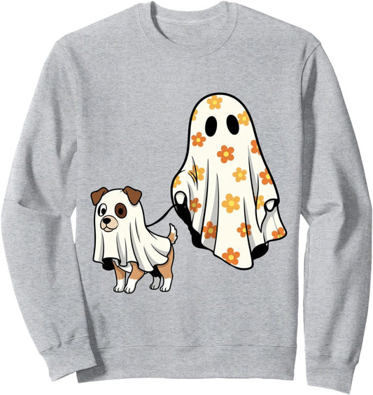 Halloween Ghost Dog Spooky Season Dog Mom Dog Lover Autumn Sweatshirt