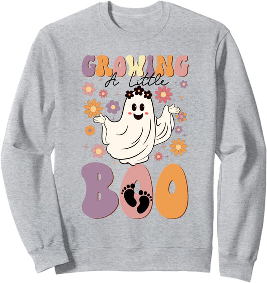 Growing a Little Boo Ghost Halloween Pregnancy Announcement Sweatshirt