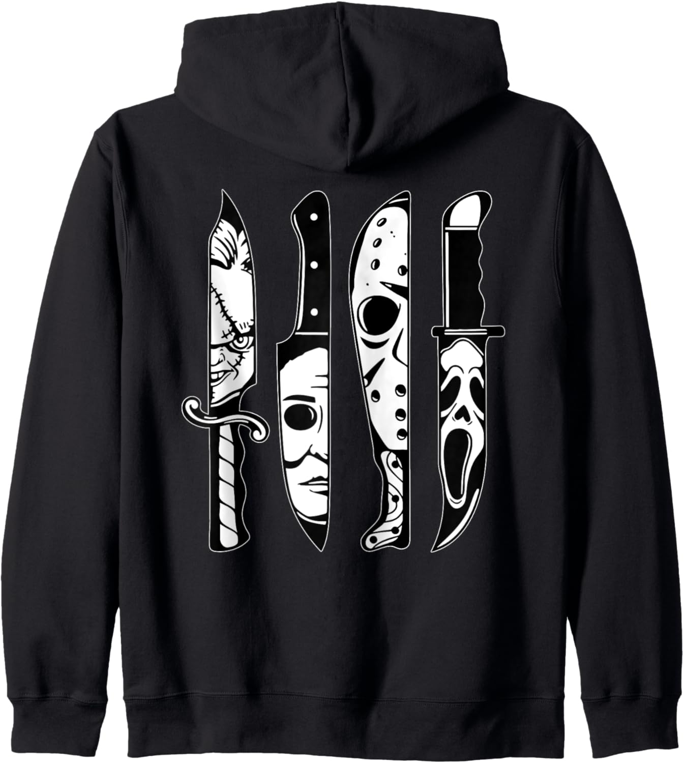 Halloween Horror Movie Characters In Knives Scary Halloween Zip Hoodie