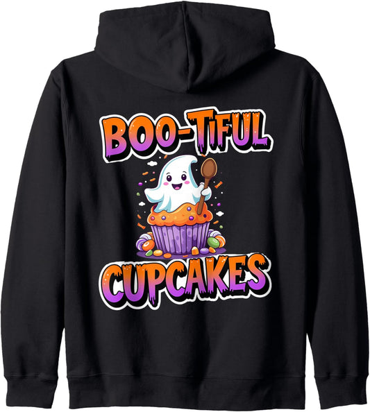 Halloween Baking Ghost Cupcake – Funny Baking Halloween Zip Hoodie