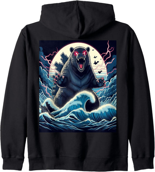 Halloween Capybara Selfie Great Wave with UFOSs Weird Zip Hoodie