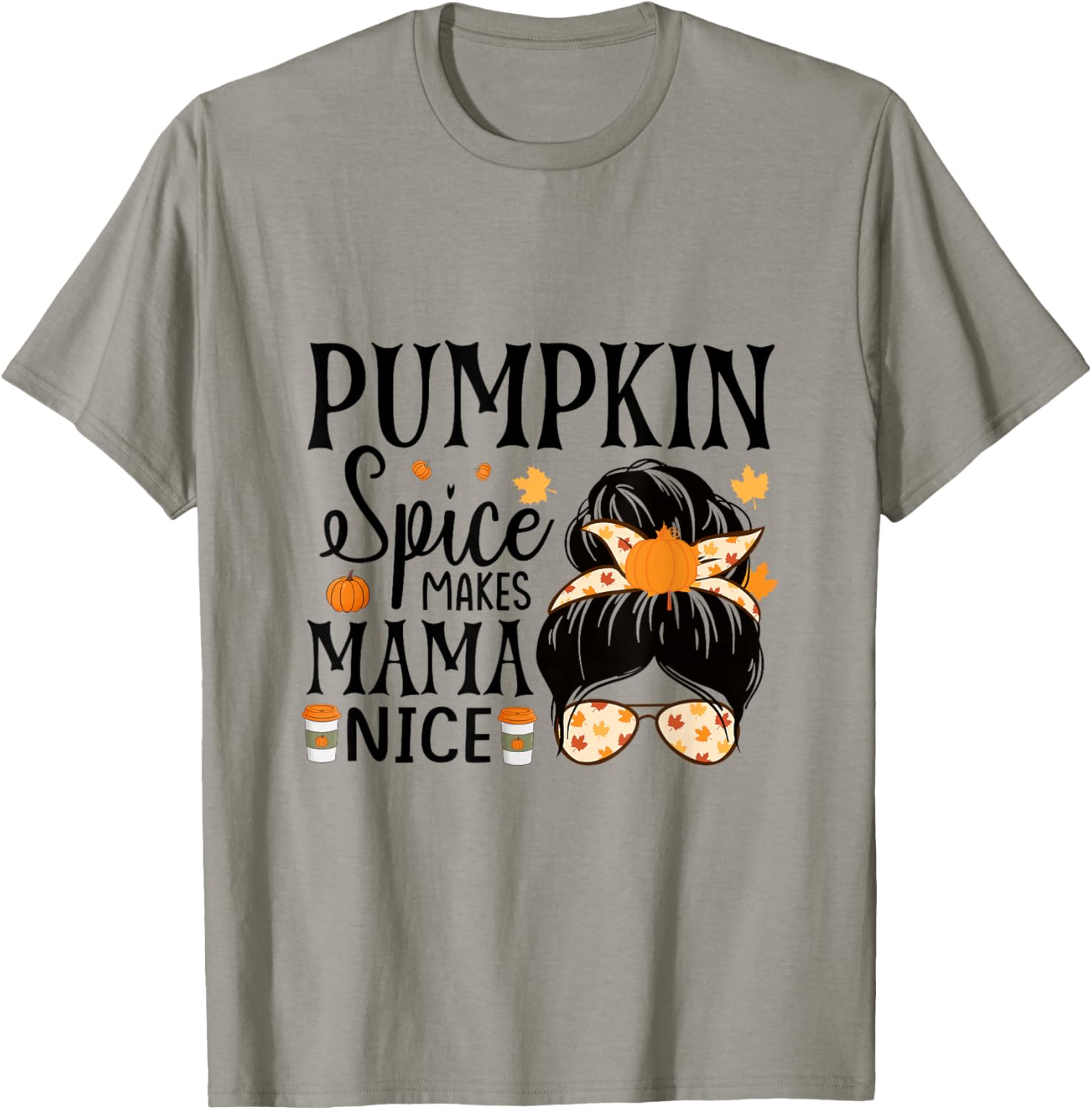 Halloween Messy Bun Pumpkin Spice Make Mama Nice Fall Autumn T-Shirt