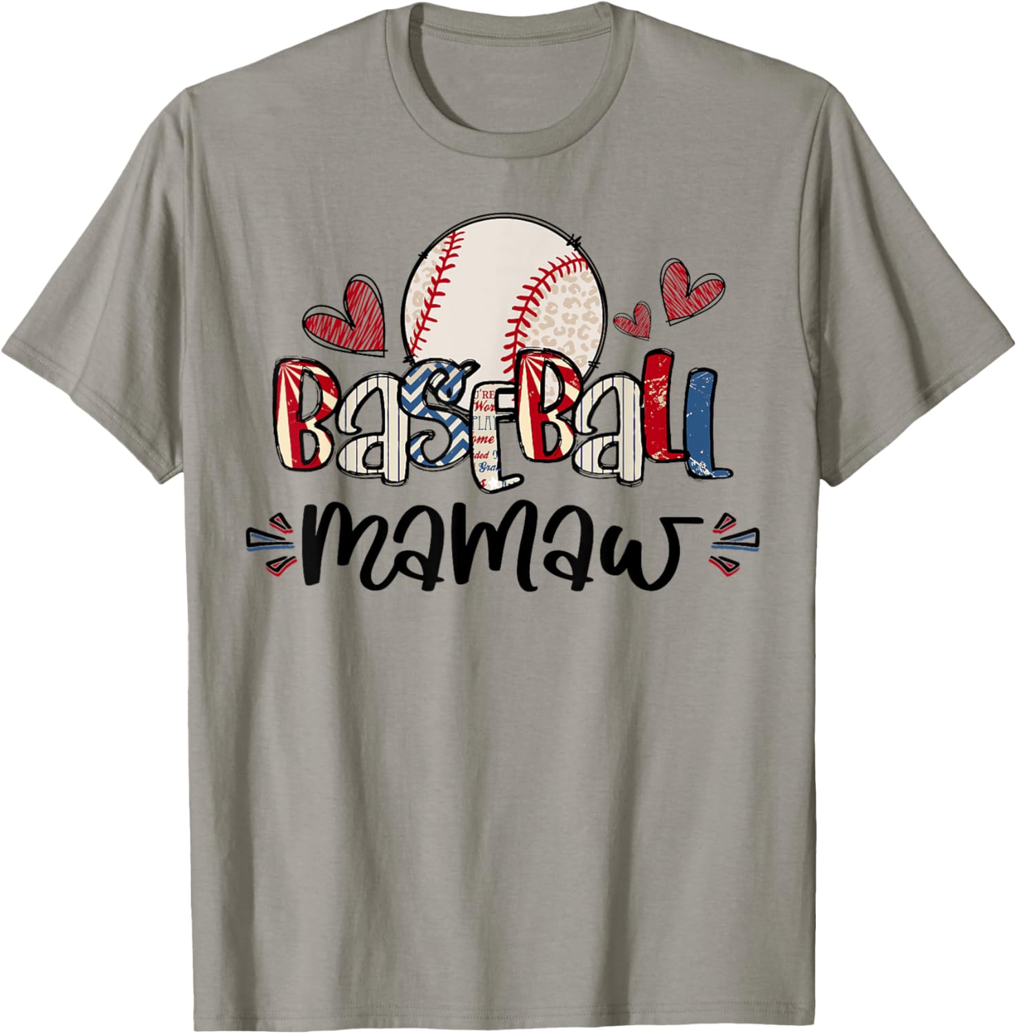 Baseball Mamaw Heart Proud Baseball Mamaw T-Shirt