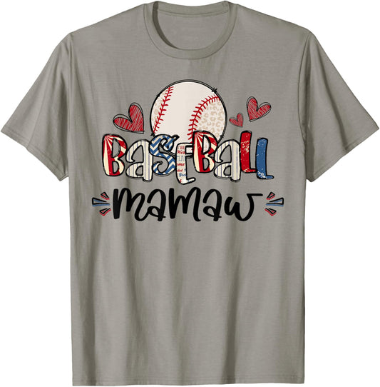 Baseball Mamaw Heart Proud Baseball Mamaw T-Shirt