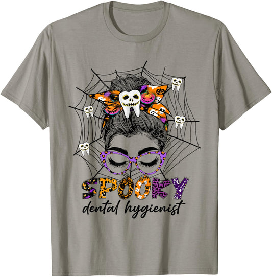 Halloween Spooky Dental Hygienist Costume Messy Hair Girl T-Shirt