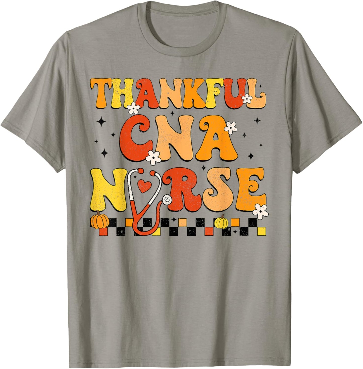 Groovy Thankful CNA Nurse Thanksgiving Fall Nursing Women T-Shirt