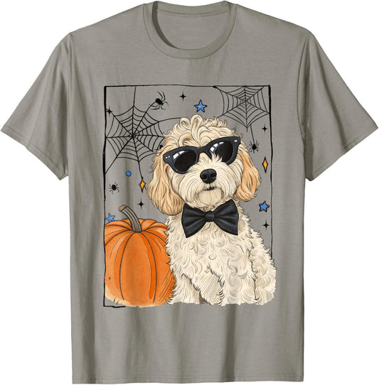 Halloween Poodle Spooky Season Fall Pumpkin Coquette Bow T-Shirt