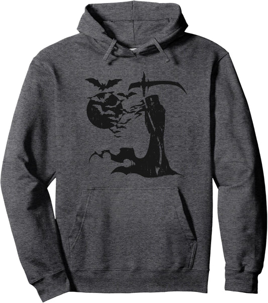 Grim Reaper Angel of Death Vintage Graphic Creepy Halloween Pullover Hoodie