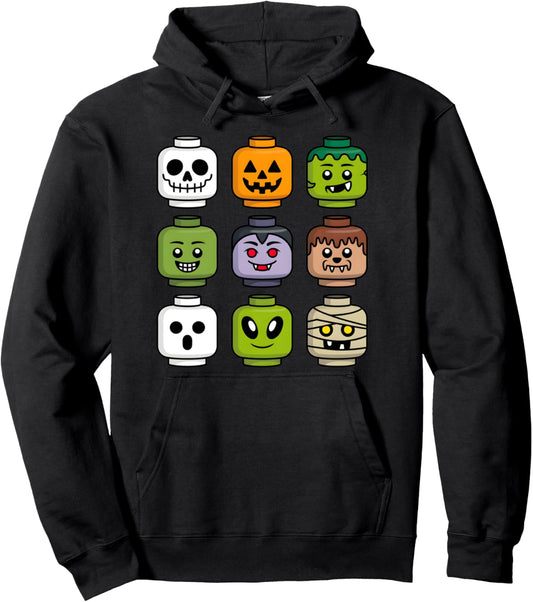 Halloween Building Brick Head Pumpkin Ghost Zombie Boys Pullover Hoodie