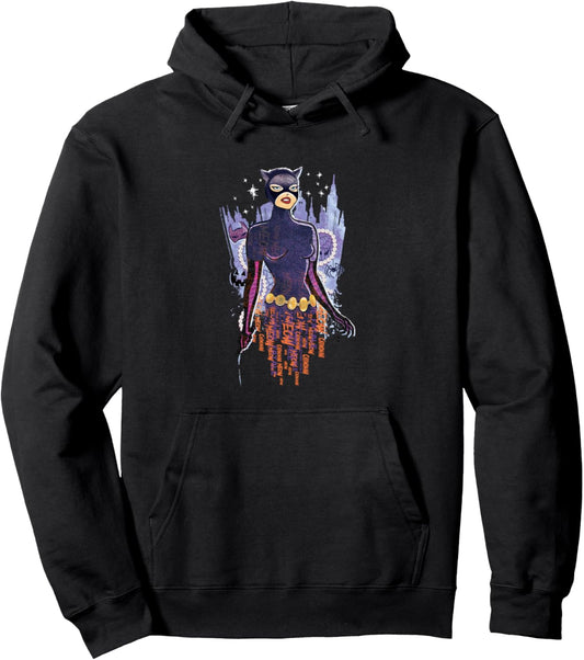 Batman Catwoman Gothic Gotham City Backdrop Halloween Pullover Hoodie