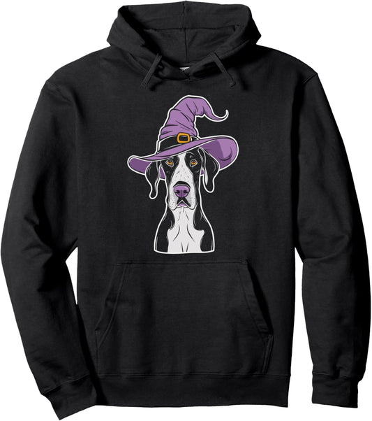 Great Dane Witch Dog Halloween Pullover Hoodie