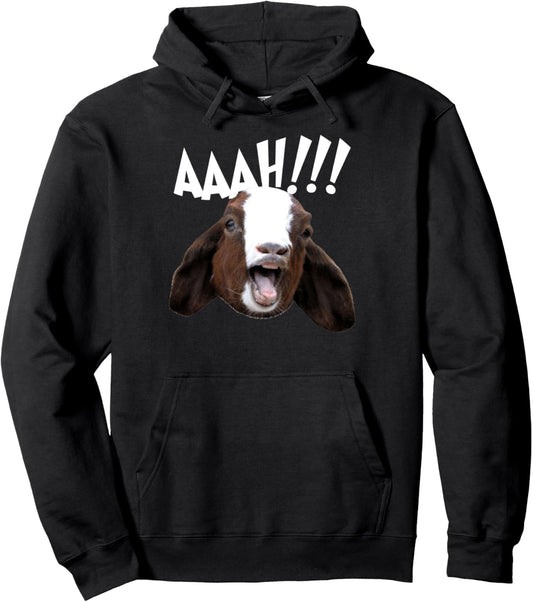 Halloween Screaming Goat AAAH!!! - Funny Crazy Goat Pullover Hoodie