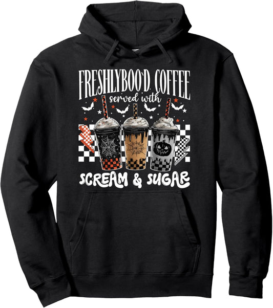 Halloween Freshlyboo'd Coffee Scream &amp; Sugar Spooky Season Pullover Hoodie