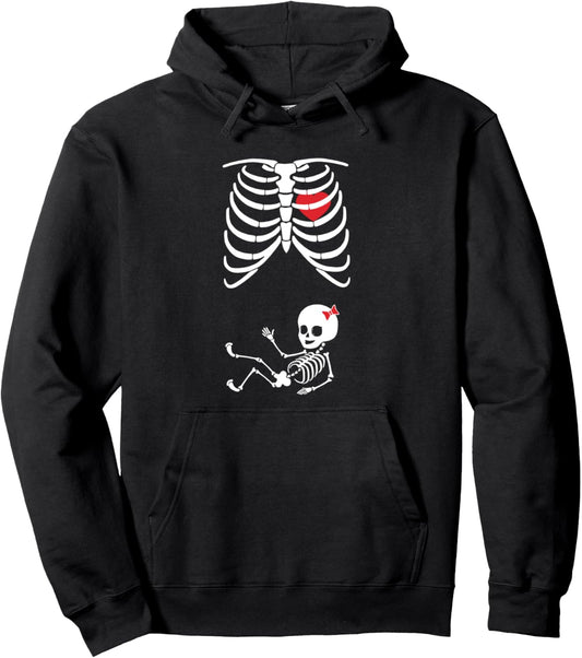 Halloween Skeleton Baby Girl Maternity Bow Happy Halloween Pullover Hoodie