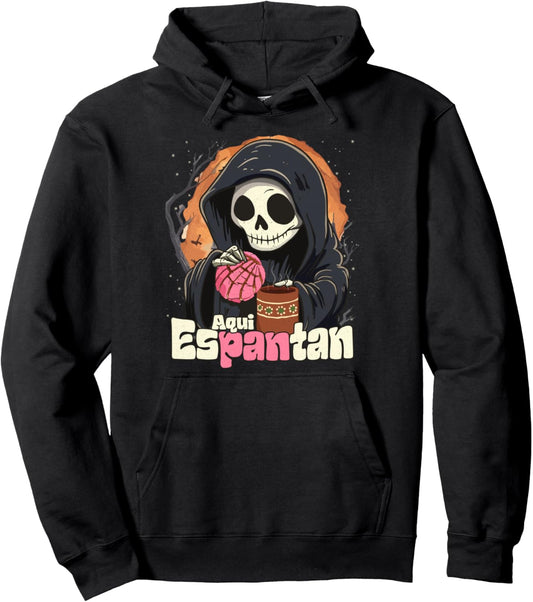 Aqui espantan! Dia de Muertos Funny Spanish Halloween Pullover Hoodie