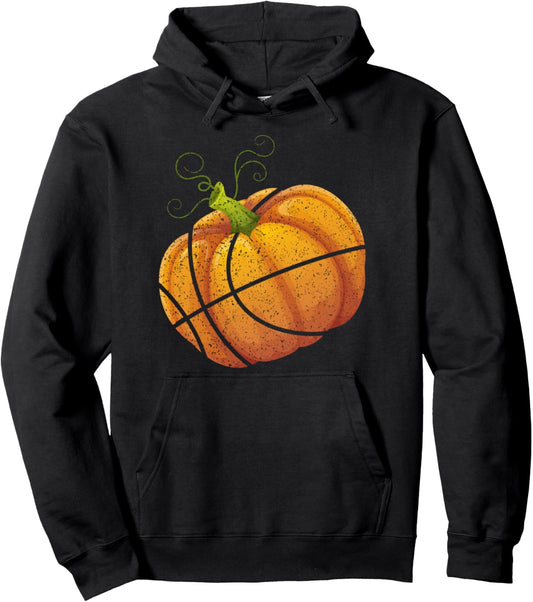 Basketball Halloween Pumpkin Boys Kids Thanksgiving Pullover Hoodie