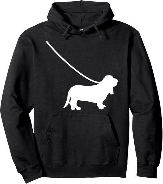 Basset Hound On A Leash - Funny Dog Mom Dog Dad Pullover Hoodie