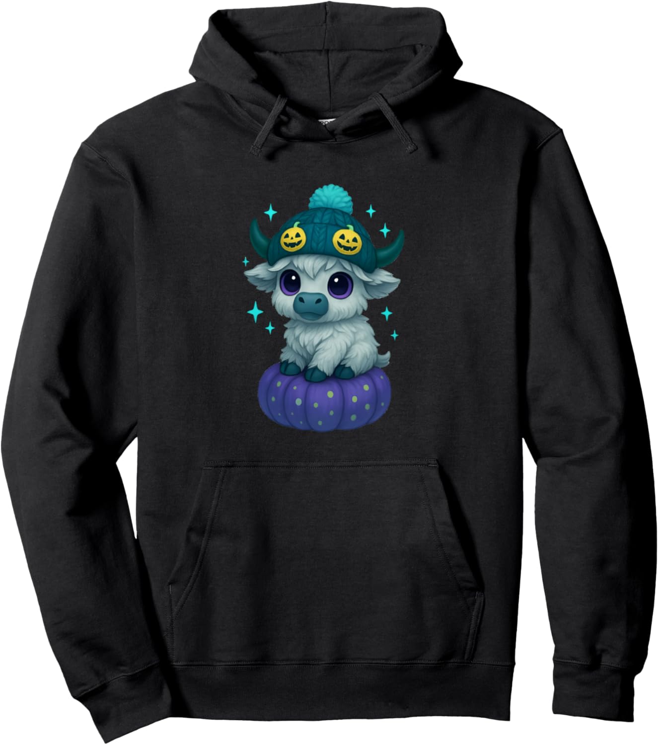 Halloween Highland Witchy Cow Spooky Season Pumpkin Pullover Hoodie