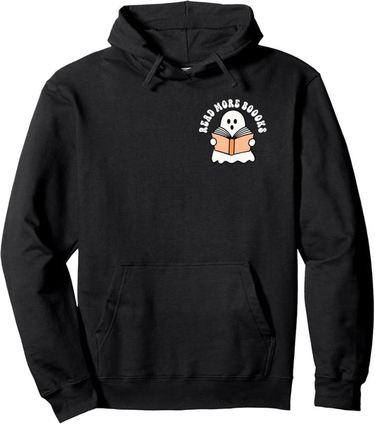 (2 SIDED) Read More Books Spooky Boo Book Lovers Halloween Pullover Hoodie
