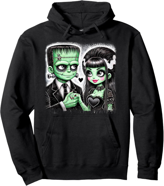 halloween lovers frankenstein skeleton for men women family Pullover Hoodie