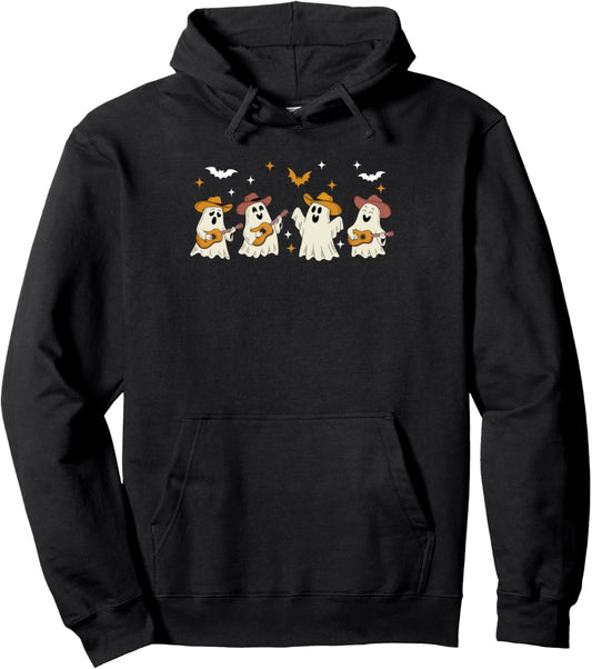 Group Boos Playing Guitart Halloween Instrument Musical Pullover Hoodie