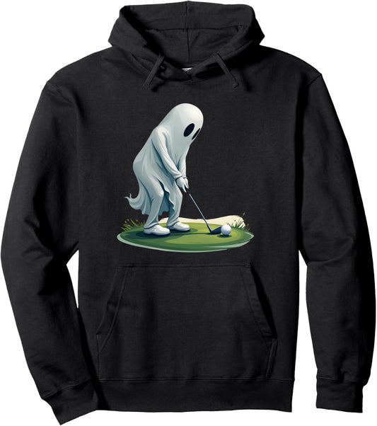 Halloween Ghost Playing Golf Funny Party Costume Pullover Hoodie