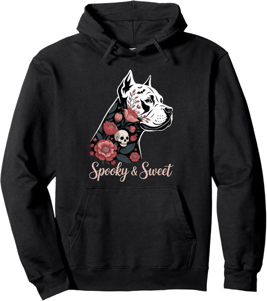 Artistic Floral Pitbull Halloween | Spooky &amp; Sweet Dog Mom Pullover Hoodie