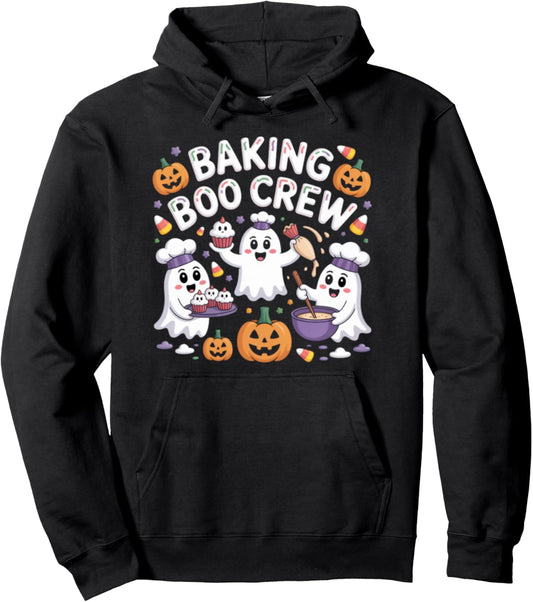 Baking Boo Crew Cute Halloween Ghost Cupcake Pumpkin Pullover Hoodie