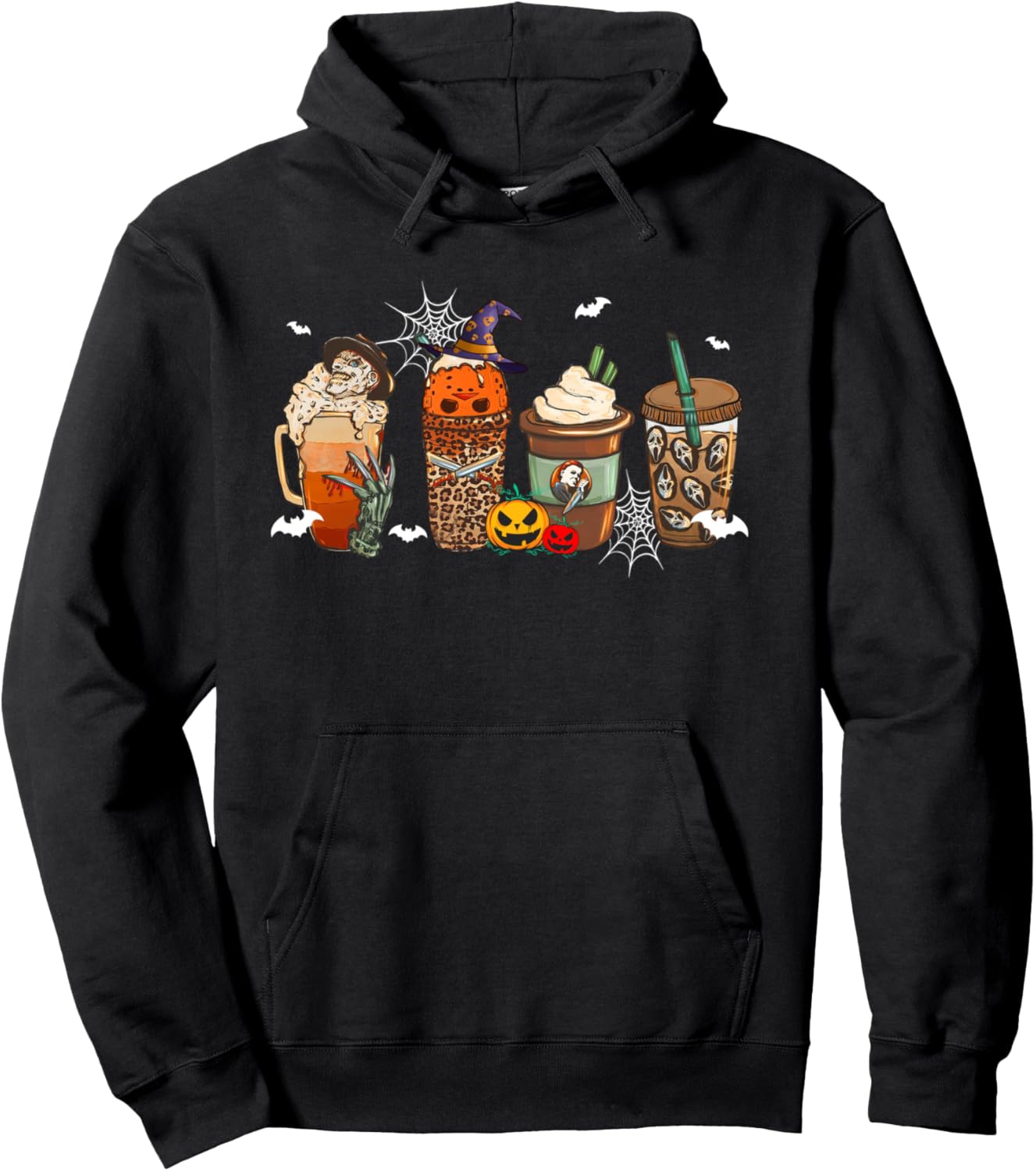 Halloween Horror Movie And Coffee Spooky Season Hello Fall Pullover Hoodie