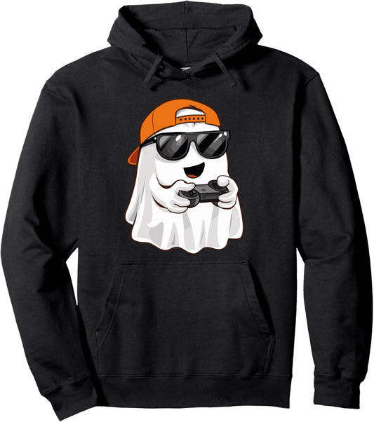 Halloween Boys Funny Ghost Gamer Scary Costume Video Gaming Pullover Hoodie