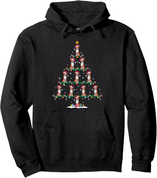 Basenji Dog Christmas Tree Pajama Men Women Kids Ugly Xmas Pullover Hoodie