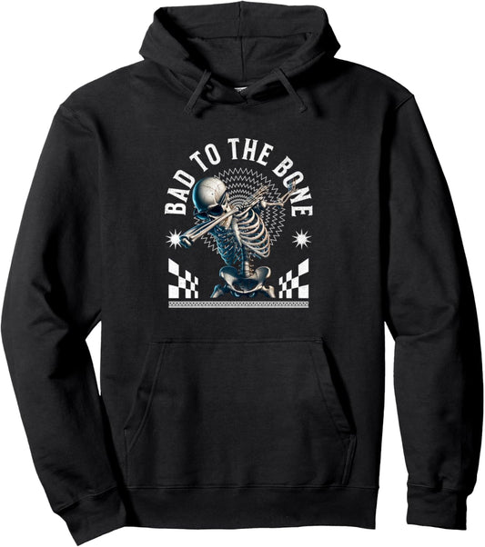 Bad to The Bone Skeleton Dabbing Dance Rib Cage Halloween Pullover Hoodie
