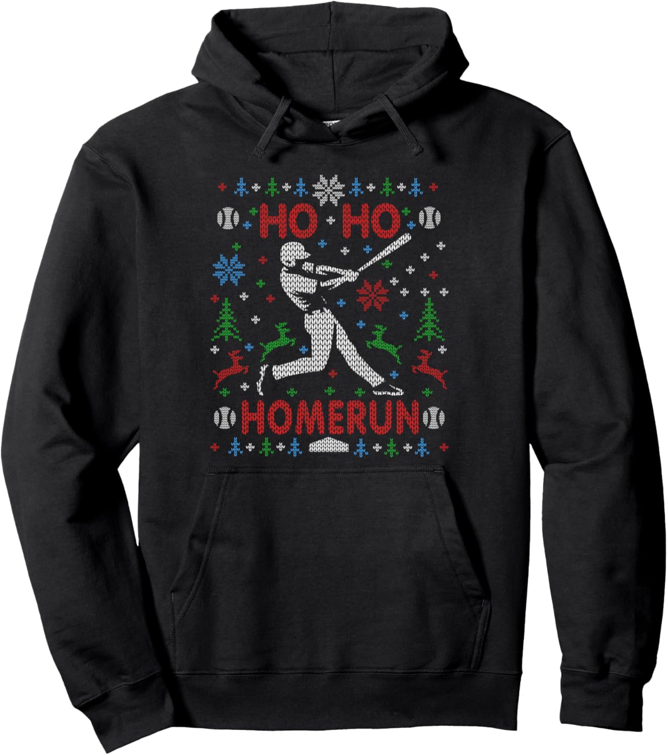 Baseball Softball Ho Ho Homerun Ugly Christmas Sweater Party Pullover Hoodie