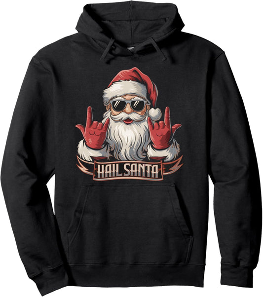 Hail Santa Sarcasm Gothic Sarcastic Pun Hail Satan Christmas Pullover Hoodie