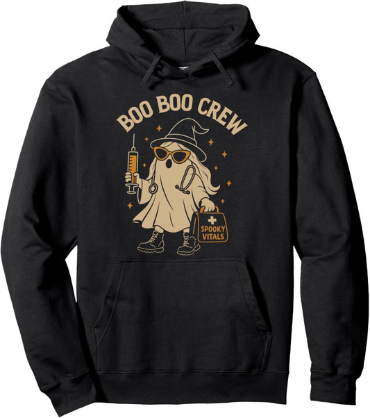 Groovy Boo Boo Crew Nurse Funny Ghost Women Halloween Nurse Pullover Hoodie