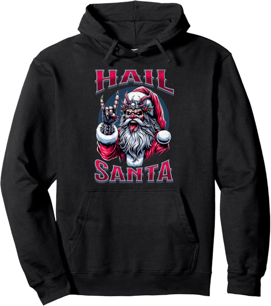 Hail Santa, Metalcore Santa Christmas Pullover Hoodie