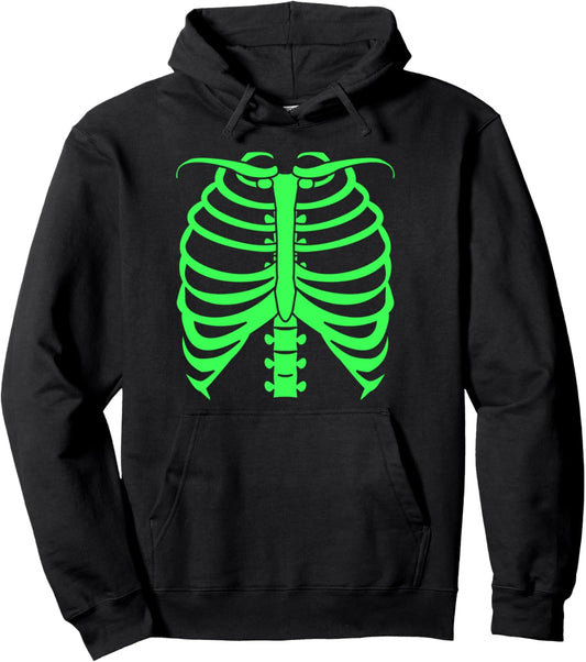 Halloween Green Skeleton Bones Pullover Hoodie