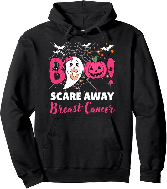Halloween Boo Scare Breast Cancer Kids Men Women Pullover Hoodie