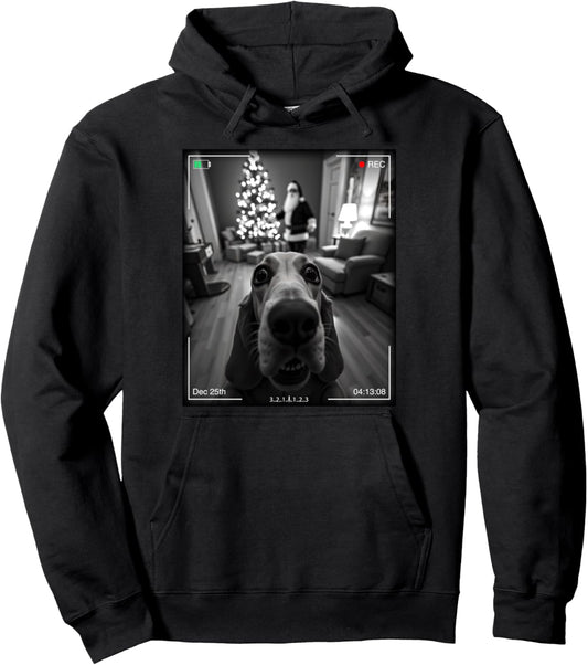 Basset Hound Catches Santa On Camera Xmas Pullover Hoodie