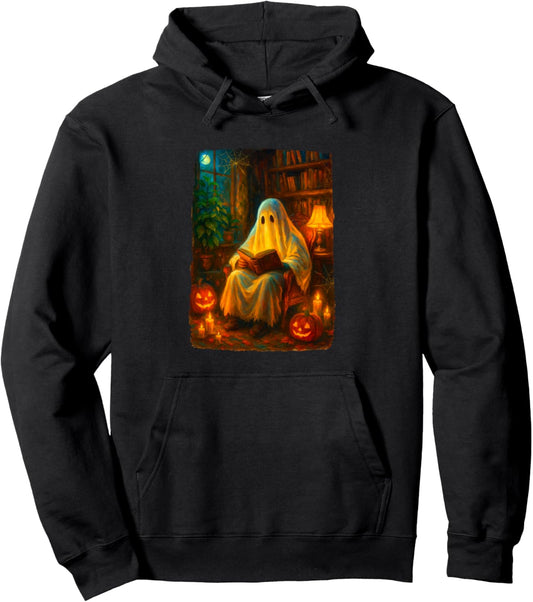 Halloween Ghost Reading Books Teacher Librarian Halloween Pullover Hoodie