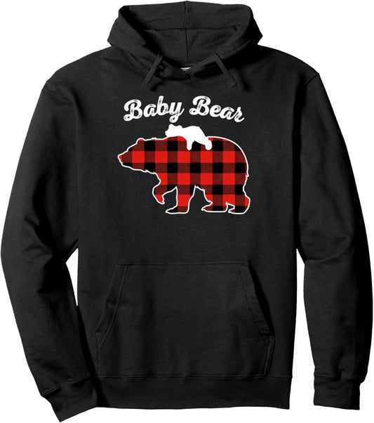 Baby Bear Flannel Red Plaid Pajama Family Matching XMAS Pullover Hoodie