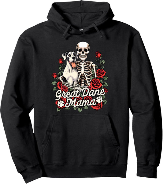 Great Dane Mom Skeleton Dog Mom Dog Owner Great Dane Mama Pullover Hoodie
