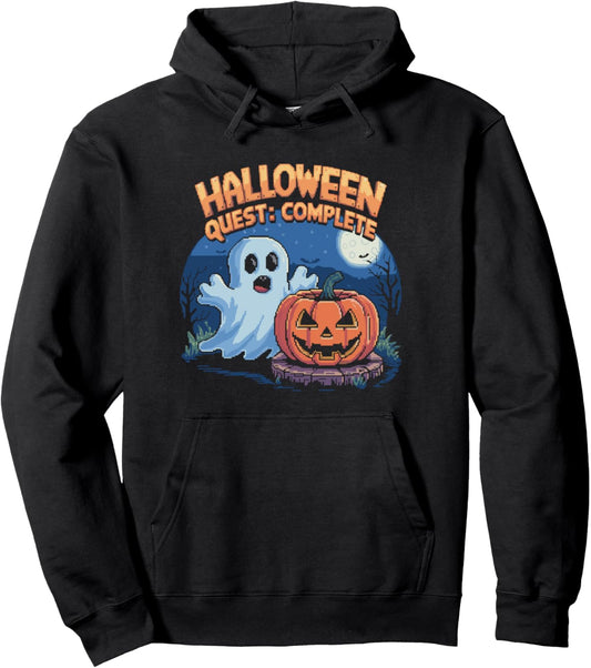 Halloween Quest Complete Funny Halloween Pumpkin Gamer Pullover Hoodie