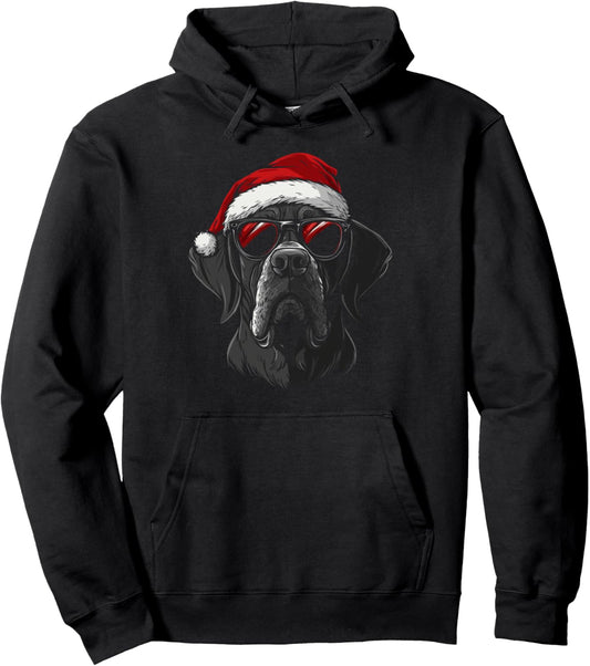 Great Dane Santa Hat Funny Cute Dog Mom Dad Christmas Pullover Hoodie