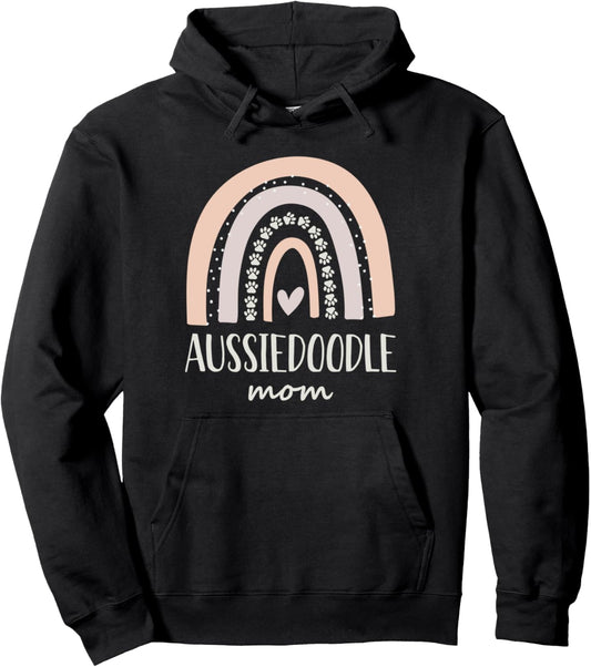 Aussiedoodle Mom Hoodie Dog Mom Gifts Paw Rainbow Pullover Hoodie
