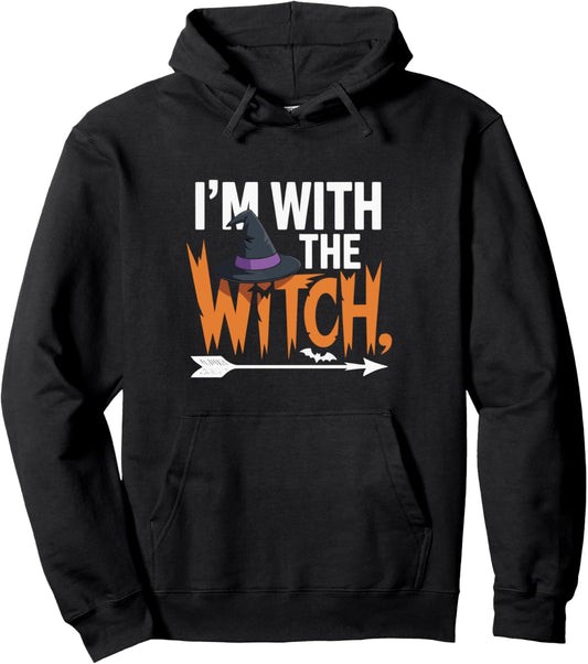 Halloween Shirts For Men I'm With The Witch Funny Halloween Pullover Hoodie